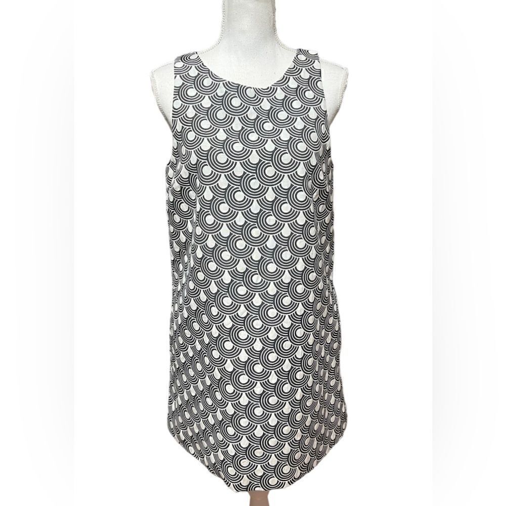 Alice and Olivia X scoop women’s black white Geo print Mod Mini Dress Medium